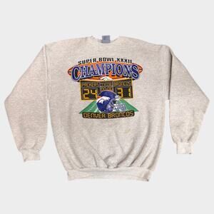 Vintage Super Bowl Sweatshirt XXXII Broncos Packers 1998 Crewneck Champions